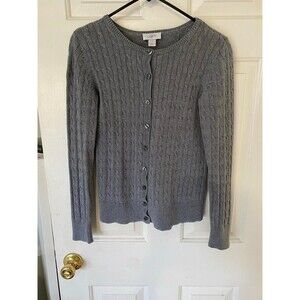 Cardigan Loft Factory cable knit button up Womens XS gray